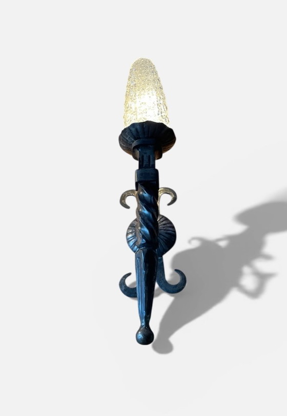 Image 1 of Paar brutalistische Wandleuchten aus Schmiedeeisen