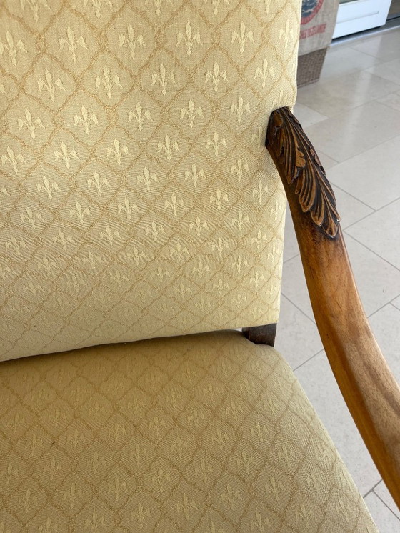 Image 1 of Echtpaar antieke - nieuw bekleedde - leunstoelen