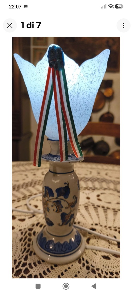 Table Lamp – tafellampen, Glass, Porcelain