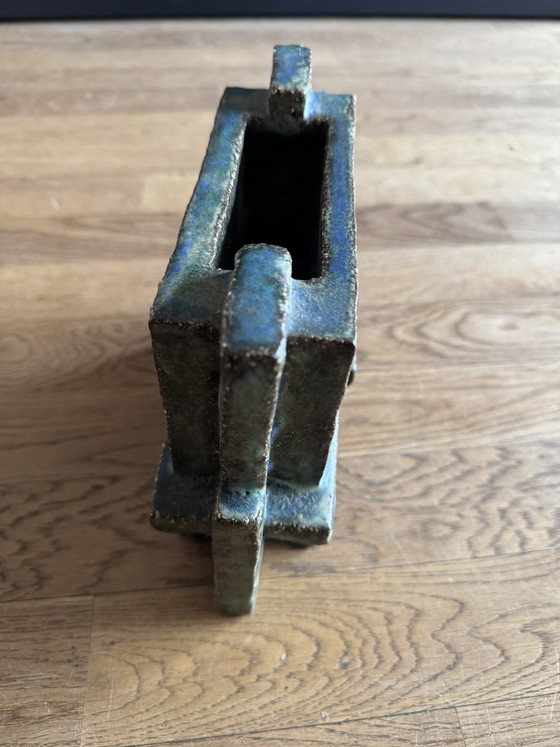 Image 1 of Vintage Bitossi Rimini Blu brutalistische vaas – Aldo Londi jaren 60