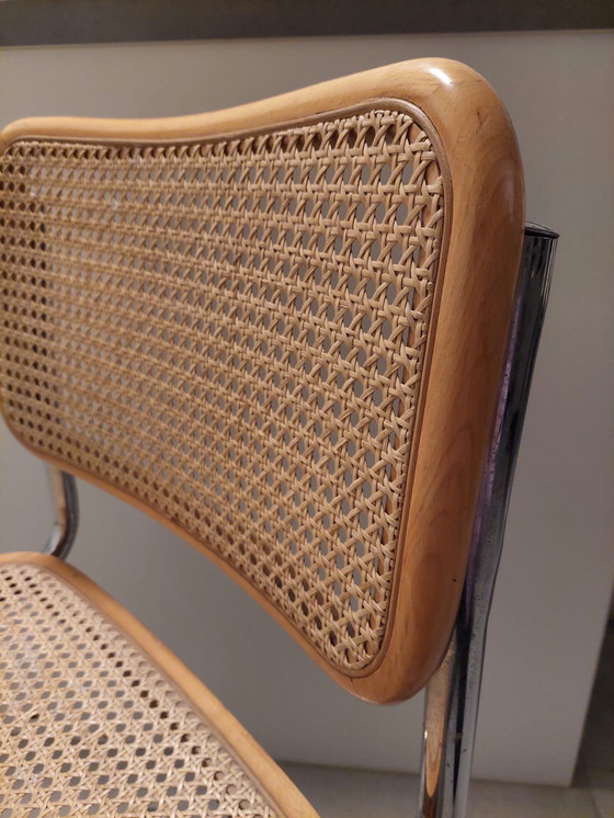 Image 1 of 4x Vintage webbing Stoelen Beukenhout Chroom