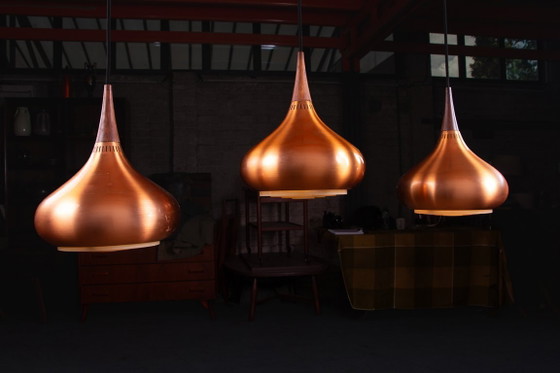 Image 1 of Grande triple suspension Danoise en métal et Palissandre, édition ancienne, modèle Orient, par Jo Hammerborg pour Fog & Mørup 19