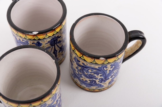Image 1 of Italiaans aardewerk servies uit Caltagirone, jaren 80, Sicilië