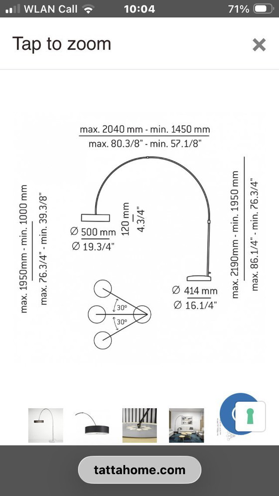 Image 1 of Lampada da terra Estiluz Iris