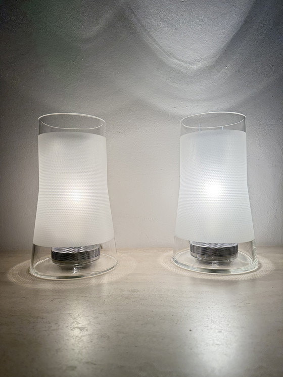 Image 1 of Lampe de table vintage IKEA 80s B9919 - Verre dépoli fait main avec diffuseur