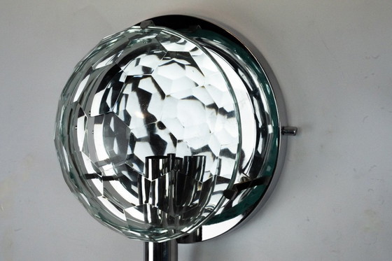 Image 1 of Set di tre applique Cristal Art in cromo e vetro tagliato. Italia anni '70