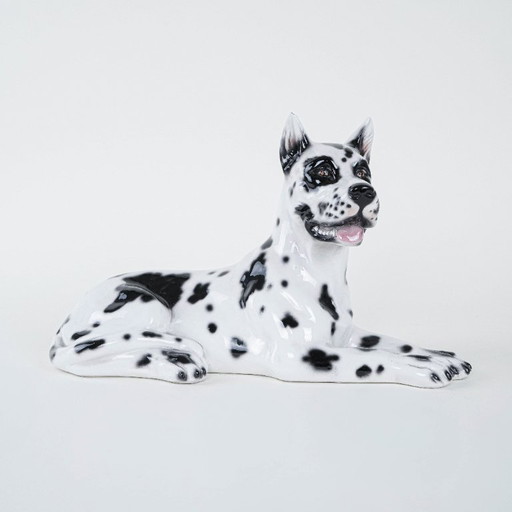 Figurine en céramique représentant le chien Arlekin, design italien, années 1970, fabriquée en Italie