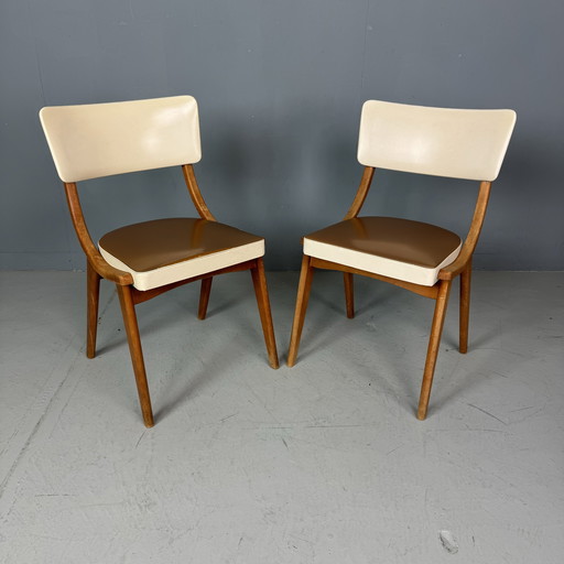 2X Houten Gondelstoel Mid Century Modern