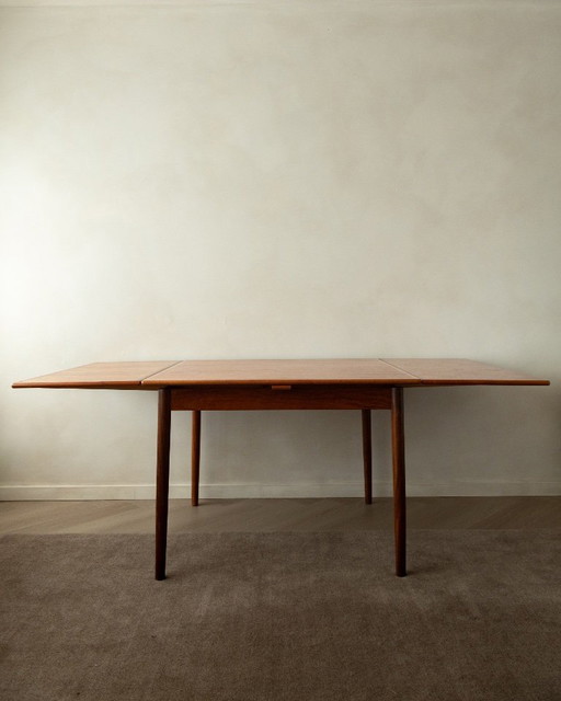Danish Modern Teak Extendable Dining Table Model 24 by Ansager Møbler, 1960s