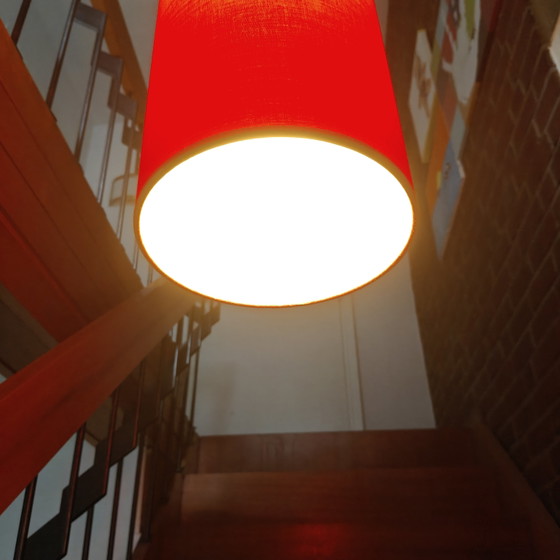 Image 1 of Rode hanglamp Ø18 – Rode stoffen kap