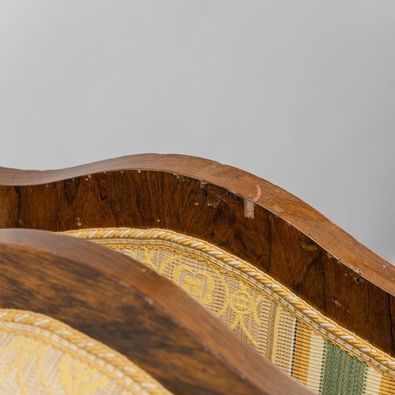 Image 1 of PAAR ANTIKE SESSEL AUS HOLZ UND STOFF MIT ARMLEHNEN – KLASSISCHER STIL