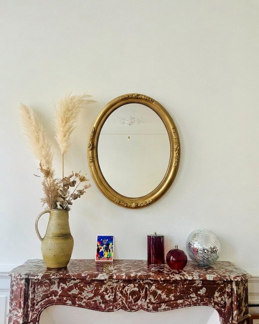 Ovale vergulde spiegel – Victoriaanse stijl