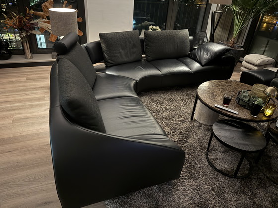 Image 1 of Leolux Vol de Reve Hoekbank - Zwart Leer