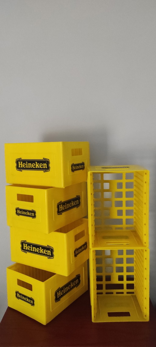 Cassette per CD Heineken gialle vintage - Set di 6 - Interni in stile Pop Art anni '90 – opbergkast, Plastic