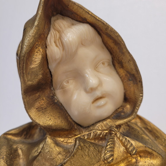 Image 1 of Busto en Crisoelefantina y Mármol, Siguiendo G. de Thouin, Circa 1900 - Francia