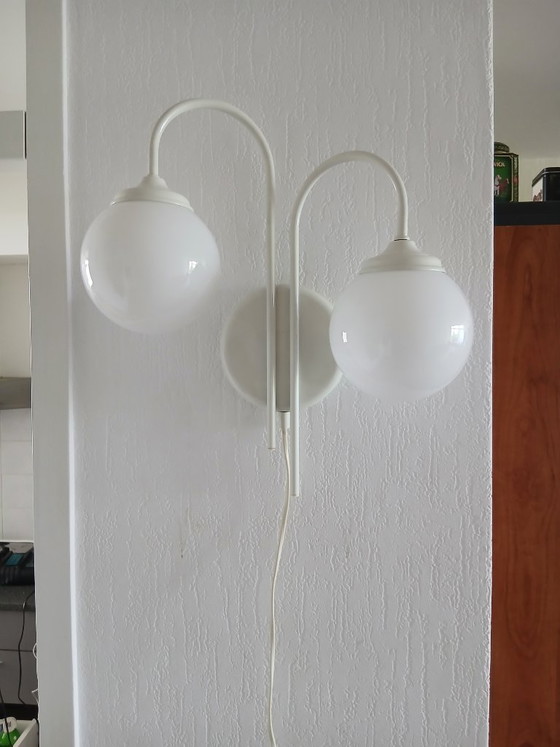Wall light, Ball lamp - Space Age, 1970s, Vintage, Elco Lite, Metal, White (photo 7 of 7)
