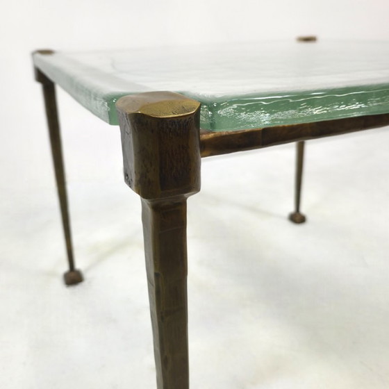 Image 1 of Lothar Klute brutalist coffee table from the 70s/80s, brass with glass