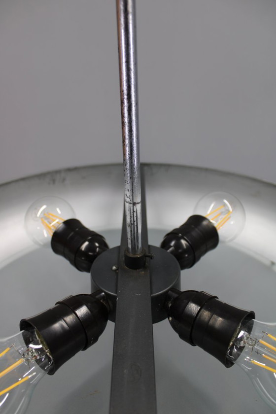 Image 1 of 1930 Bauhaus / Functionalist Verchroomde Kroonluchter "UFO" van Josef Hurka voor Napako, Tsjecho-Slowakije