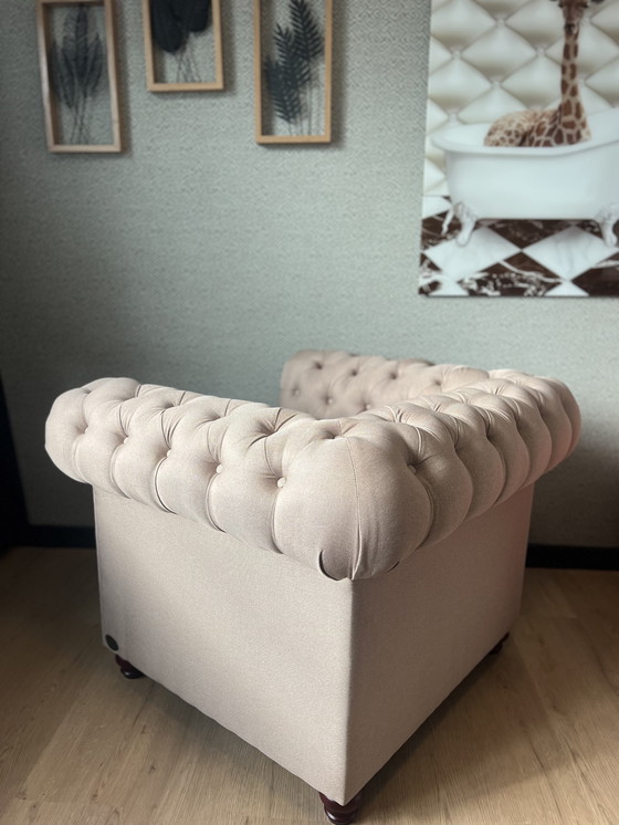 Image 1 of Sedia - Nuova poltrona Chesterfield Brighton in tessuto