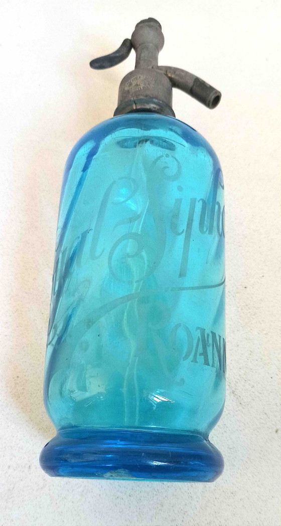 Image 1 of Blauwe seltzer sifon 1900 Hoogte 29,7 cm