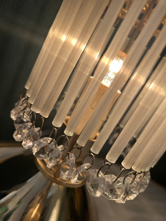 Image 1 of Set Of 2 Vintage Opaline Rod Table Lamps Italian