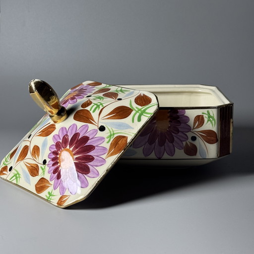 Boîte couverte Art Déco en céramique Boch Frères par Raymond Chevalier, Belgique, années 1930