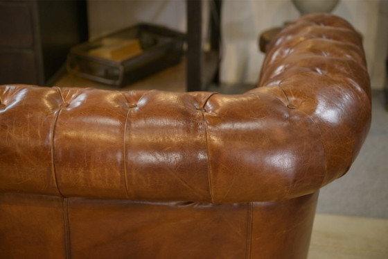 Image 1 of Chesterfield sofa in brown leather