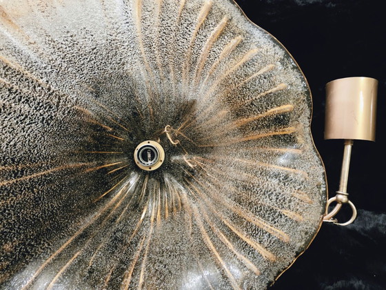 Kaiser Leuchten 1970, Suspension en Verre Givré, Métal, Doré (photo 9 sur 15)