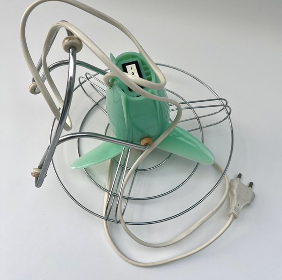 Image 1 of Ventilatore da tavolo vintage italiano “bjm” – verde menta – anni '50/'60