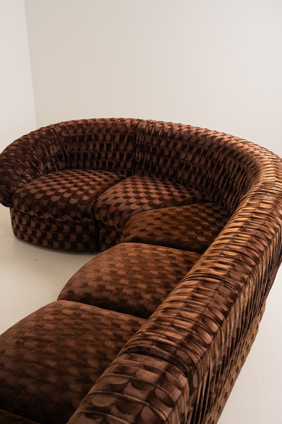 Image 1 of Canapé modulaire italien en velours marron