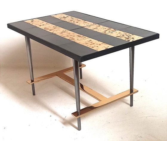 Image 1 of Salontafel uit de jaren 50, keramiek en bladgoud, hoogte 36 cm