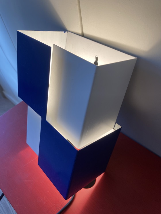 Image 1 of Lampada da parete Anvia – metallo blu anni '60 / interno bianco – Design olandese – vintage