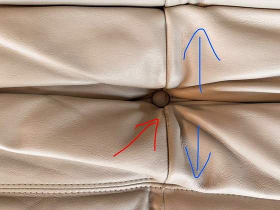 Canapé d'origine Ligne Roset en cuir Togo — Ensemble 4 pièces — Diva Lin/Indigo — avec documentation (photo 13 of 15)