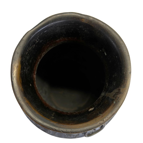 Grande Vaso Giapponese in Bronzo Champlevé con Creature Mitiche e Manici ad Anello – 43 cm – Vasi, Bronze (photo 6 of 7)