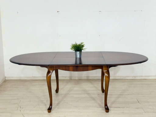 Elegante eettafel uit het midden van de 20e eeuw / Vintage keukentafel / Uitschuifbare tafel / Ronde Chippendale eettafel