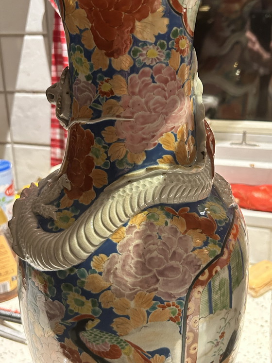 Image 1 of Japanese Hizen Shinpo porcelain maker's mark set of two vases 