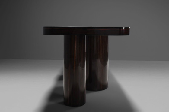 Image 1 of Excepcional consola/bifurcador de ambientes de madera de zebrano/cebrano, fabricado en Italia, década de 1970