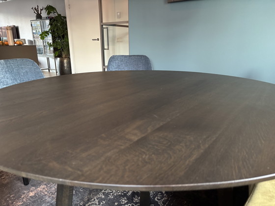 Image 1 of Massief eiken houten tafelblad rond 140 cm