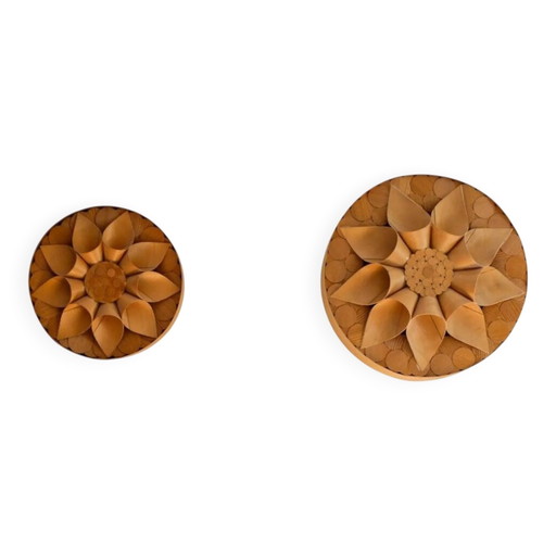 Appliques murales suédoises artisanales en bois, lot de 2