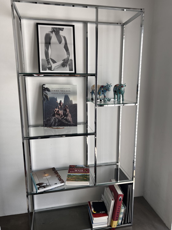 Image 1 of Mid - Century, Vintage Milo Baughman-Style Chrome Etagere / Display Shelf - Display Case Display case