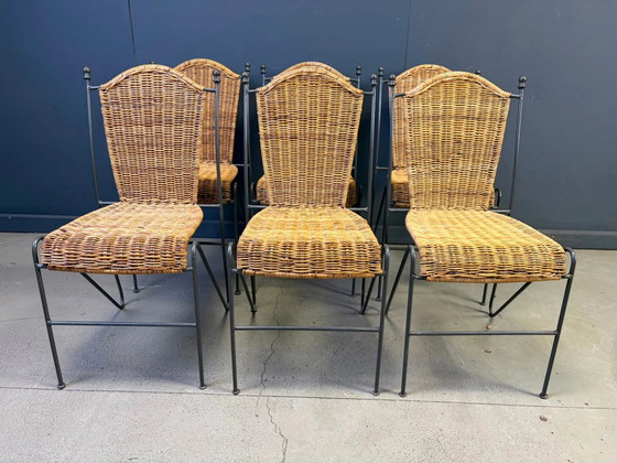 Vintage wicker bistro chairs by Frederik Weinberg, 1960s – Dining chairs, Rattan, Mid Century Modern (photo 9 of 9)