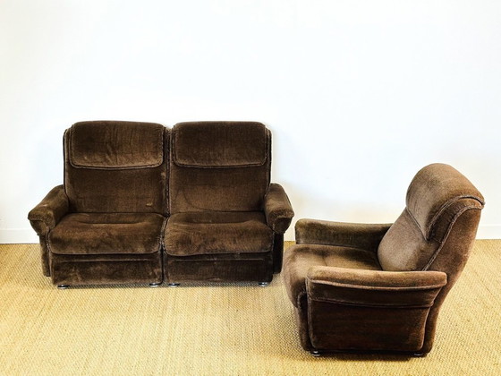 Image 1 of Ensemble de salon vintage en velours, 1960, Set de 3