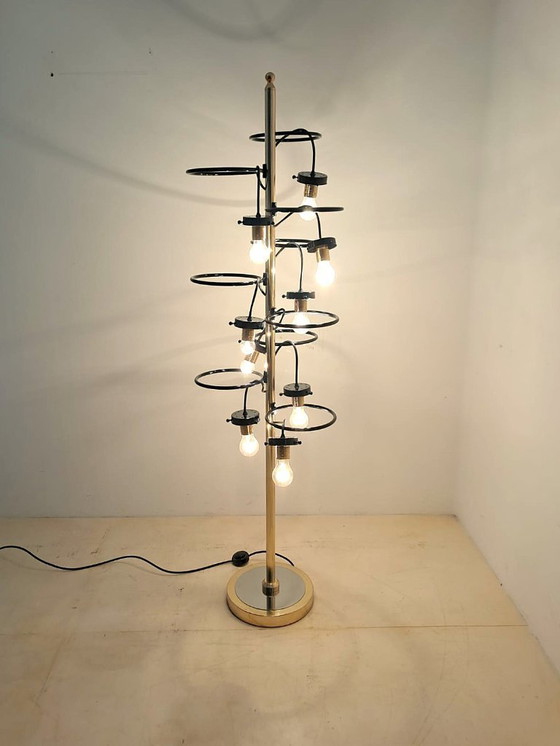 Image 1 of Gino Sarfatti-style floor lamp with 9 lights.