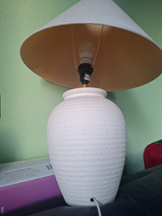 Mooie Witte Keramische Tafellamp – Afkomstig Uit De VS – Tafellampen, Canvas (photo 5 of 5)