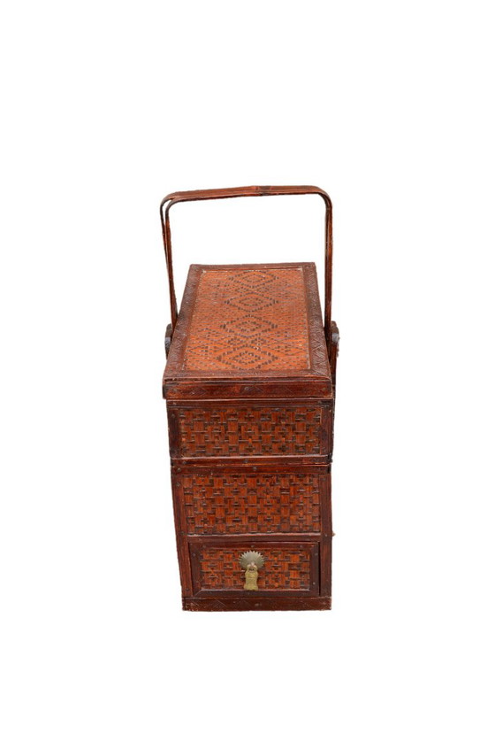 Panier de pique-nique en rotin du XXème siècle, 28x15x23cm – Objets déco, Rattan, Wood (photo 4 of 12)