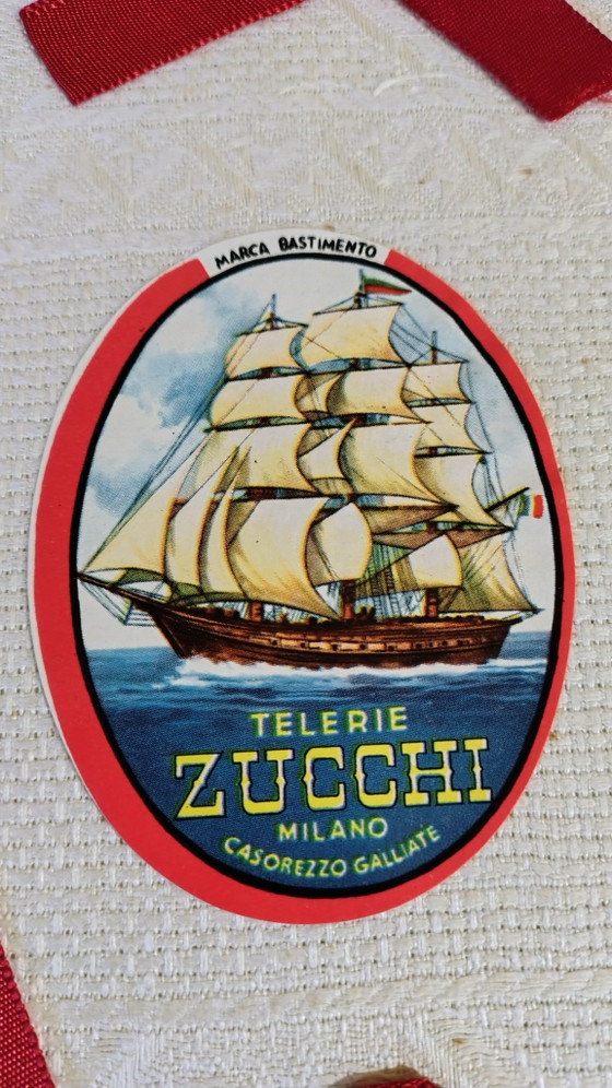 Image 1 of Zucchi Telerie Milano - Set 3 Asciugamani Lino Puro anni 60 - Bollino n.047348 - Deadstock NUOVI