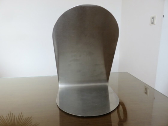 Stainless Steel Table Mirror, France, 1970, Metal, Glass, Silver, Modern (photo 10 of 13)