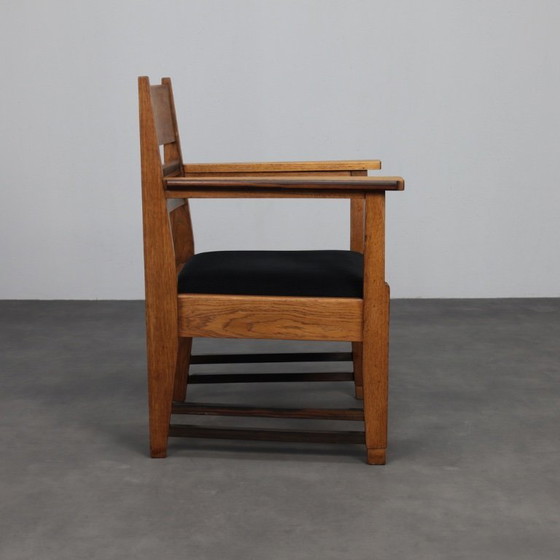 Image 1 of Raffinata coppia di poltrone Art Déco in rovere e Coromandel, attribuite a L.O.V. Oosterbeek, anni '30