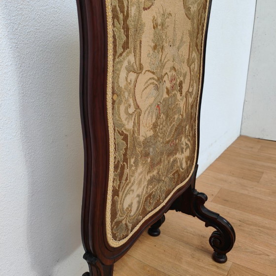 Image 1 of Antique Victorian Gobelin Fireplace Screen Walnut