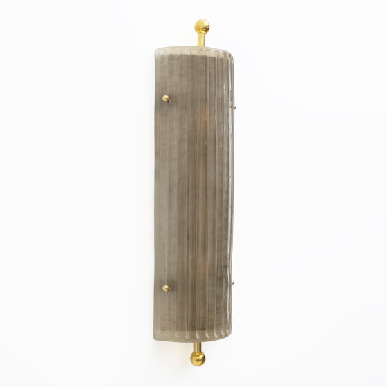 Image 1 of Coppia di applique in vetro di Murano fumé e ottone in stile Art Déco